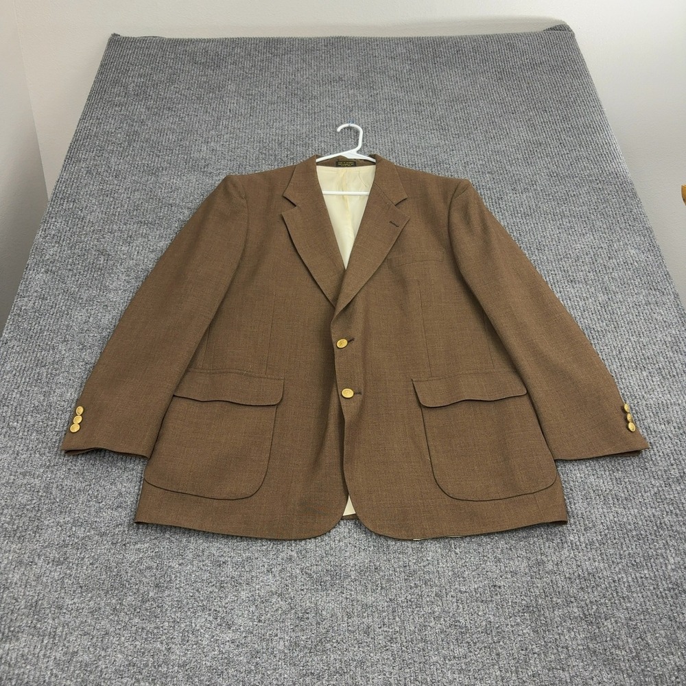Vintage Andover Reed Blazer Mens 46R Brown Textured Gold Buttons Classic Style